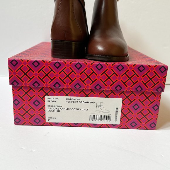 Tory Burch Brooke Ankle Bootie Perfect Brown Size 7 - Picture 7 of 7